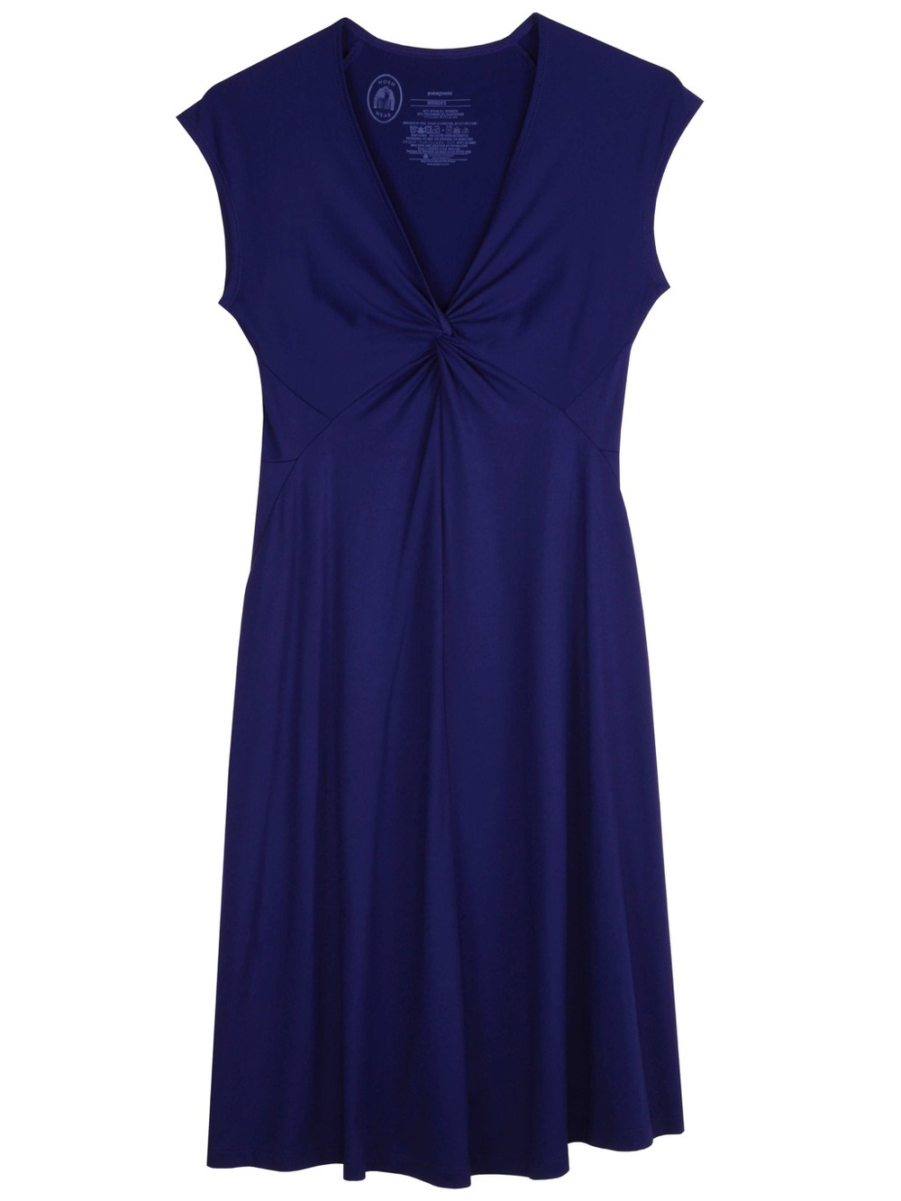 Patagonia Bandha Navy Twist-Front Cap Sleeve Midi Dress